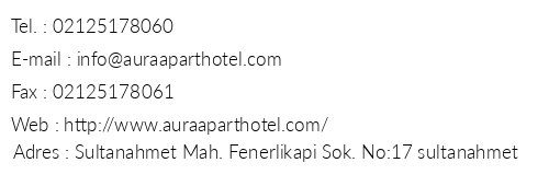 Aura Apart Hotel telefon numaralar, faks, e-mail, posta adresi ve iletiim bilgileri